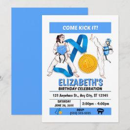 Taekwondo Birthday Party Invitation (Girls) 招待状