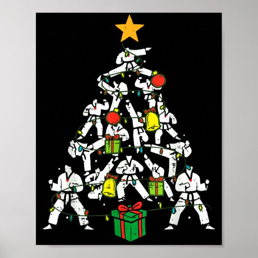 Taekwondo Christmas Tree Xmas Martial Arts Karate  ポスター (正面)