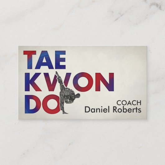 Taekwondo Coach -Hangul Symbol and High Kick 名刺 (正面)