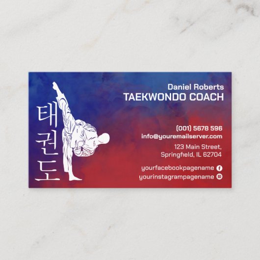 Taekwondo Coach - Martial Artist and Hangul Symbol 名刺 (正面)