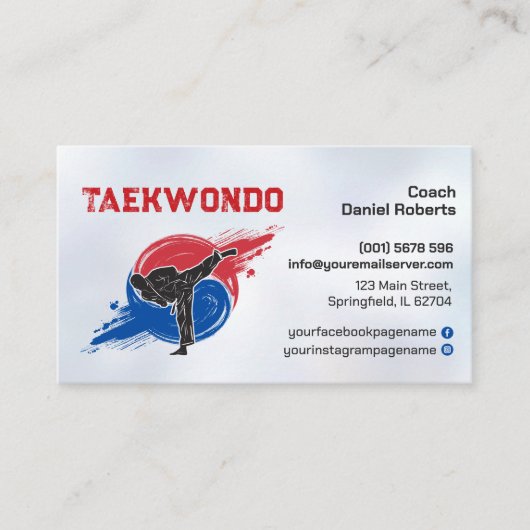 Taekwondo Coach - Martial Artist and Taegeuk 名刺 (正面)