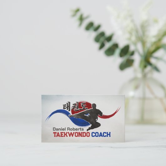 Taekwondo Coach - Taegeuk and Hangul Symbol 名刺 (スタンド正面)