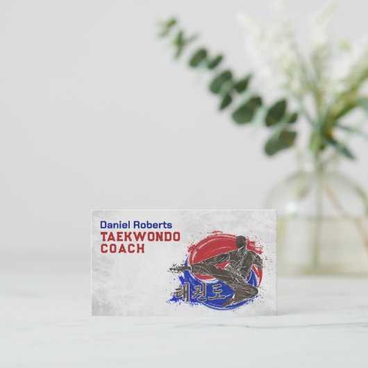 Taekwondo Coach - Taegeuk and Hangul Symbol 名刺 (スタンド正面)