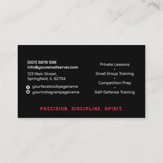 Taekwondo Coach - Taegeuk and Hangul Symbol 名刺 (裏面)