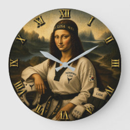 Taekwondo Funny Mona Lisa Martial Arts Gift ラージ壁時計