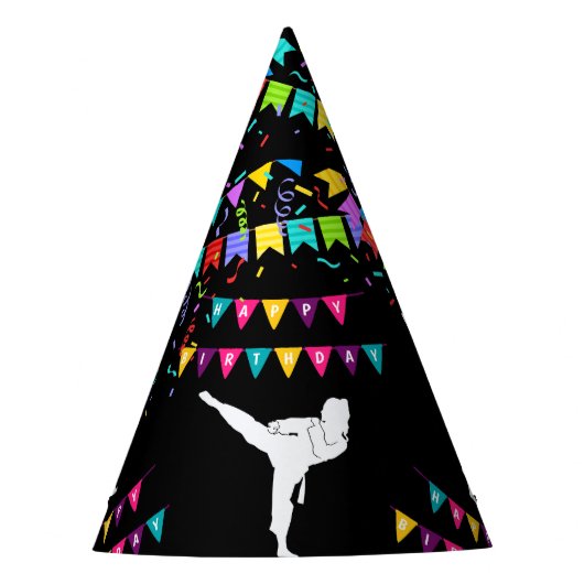 Taekwondo Girl Player Birthday パーティーハット (正面)