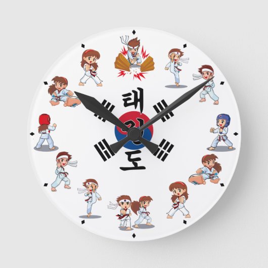 Taekwondo Horloge ラウンド壁時計 (正面)