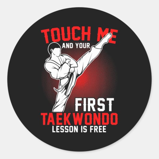 Taekwondo Tae Kwon Do Korean Self Defense Boys ラウンドシール (正面)