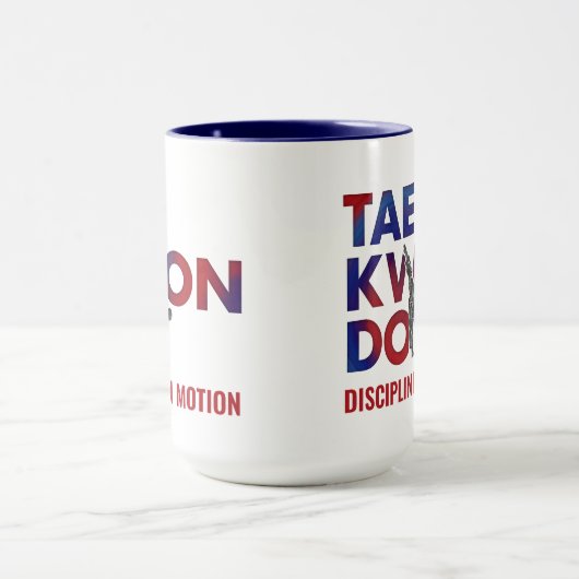 Taekwondo Typography Design High Kick Silhouette マグカップ (中央)