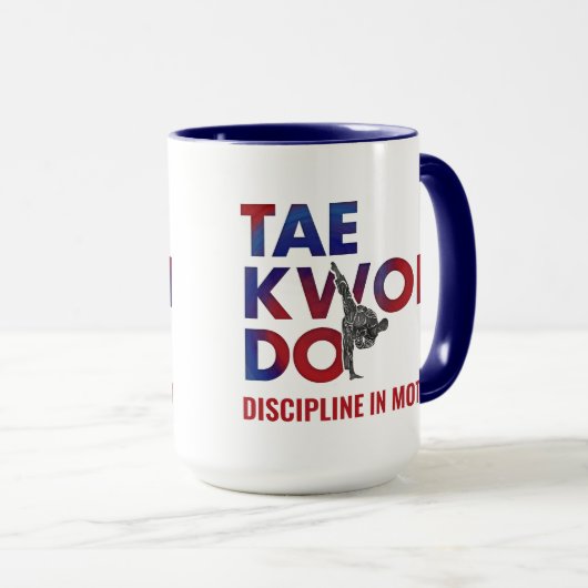 Taekwondo Typography Design High Kick Silhouette マグカップ (正面右)