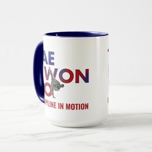 Taekwondo Typography Design High Kick Silhouette マグカップ (正面左)