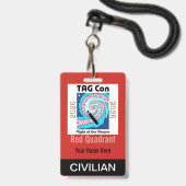 TAG Con 2026 - Red Quadrant - Civilian Badge バッジ (ストラップ付き表面)