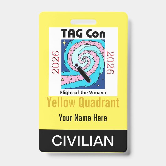 TAG Con 2026 - Yellow Quadrant - Civilian Badge バッジ (正面)