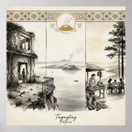 Tagaytay- One Ridge Three Moments Sumi-e ポスター