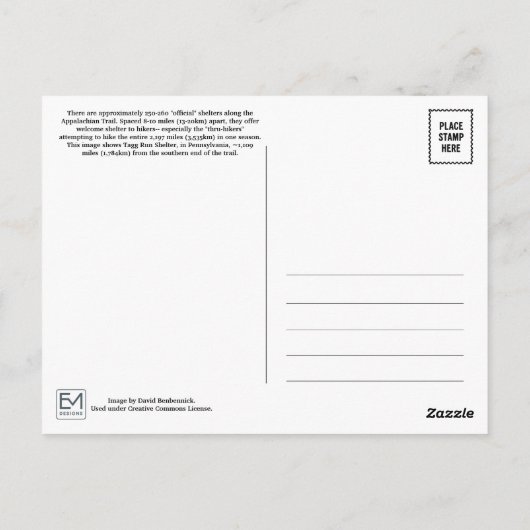 Tagg Run Appalachian Trail Postcard ポストカード (裏面)