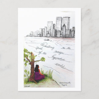 Tagoreの引用文の落書き、平穏無事な生活 シーズンポストカード