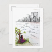 Tagoreの引用文の落書き、平穏無事な生活 シーズンポストカード (正面/裏面)