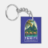 Tahiti French Polynesia Travel Art Emblem キーホルダー (正面左)