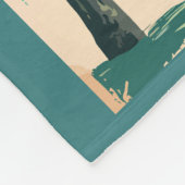 Tahiti Illustration Travel Art Vintage フリースブランケット (角)