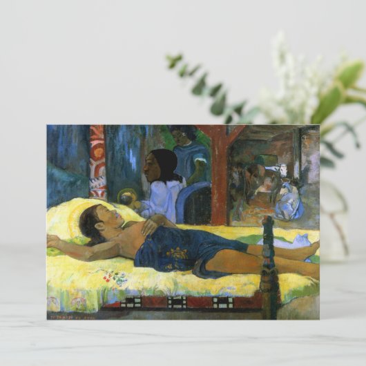 Tahitianの出生場面Gauguinの多彩な芸術の女性 案内状 (スタンド正面)