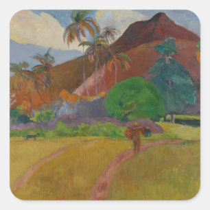 Tahitianの景色1891年(キャンバスの油) スクエアシール