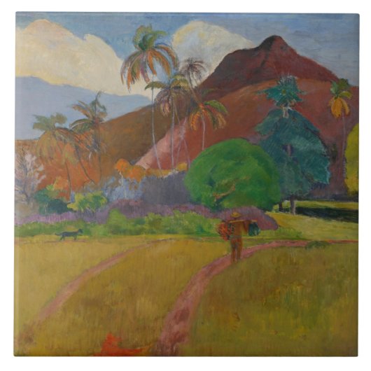 Tahitianの景色1891年(キャンバスの油) タイル (正面)