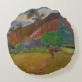 Tahitianの景色1891年(キャンバスの油) ラウンドクッション (裏面)