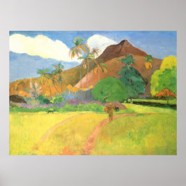 Tahitian Landscape, Mountains Tahiti, Paul Gauguin ポスター