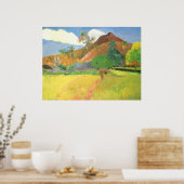 Tahitian Landscape, Mountains Tahiti, Paul Gauguin ポスター (キッチン)