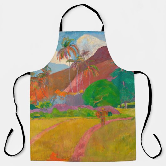 Tahitian Landscape Paul Gauguinポスト印象派 エプロン (正面)