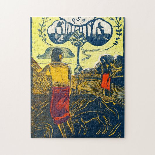 Tahitian Women and Dog, Gauguin ジグソーパズル (縦)