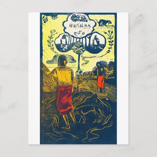 Tahitian Women and Dog, Gauguin ポストカード (正面)