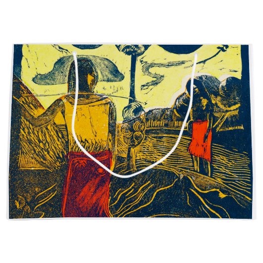 Tahitian Women and Dog, Gauguin ラージペーパーバッグ (正面)