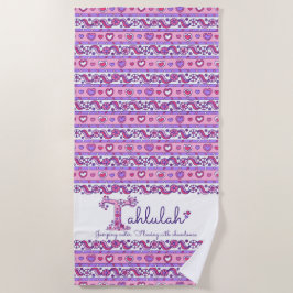 Tahlulahの名前の意味フラワーハートピンクタオル ビーチタオル