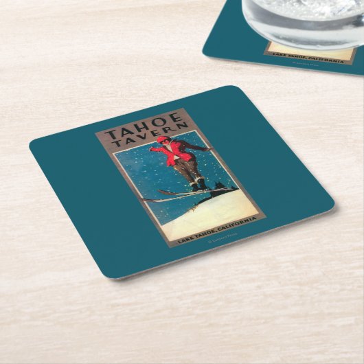 Tahoeの居酒屋の広告宣伝ポスター スクエアペーパーコースター (アングル)