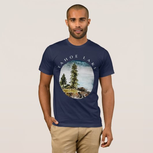 Tahoe Lake Watercolor painting Tシャツ (正面フル)