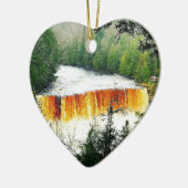 Tahquamenonの甲革は上部半島ミシガン州落ちます セラミックオーナメント (左)