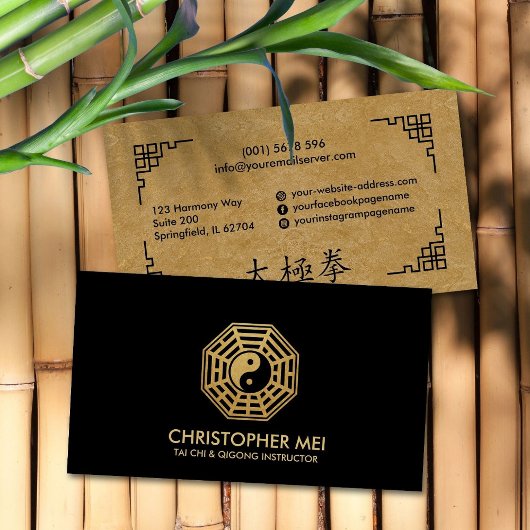 Tai Chi Bagua map black and gold 名刺