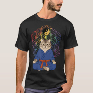 Tai Chi Cat Yin Yang Flower Of Life Spiritual Tシャツ
