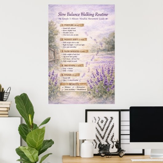 Tai Chi Walking Rustic Routine Chart | ポスター (ホームオフィス)
