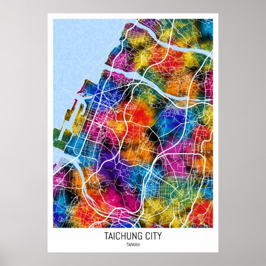 Taichung City Taiwan City Map ポスター (正面)