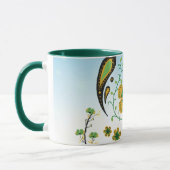 Taiji Flower – Green & Yellow Floral Art マグカップ (左)