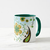 Taiji Flower – Green & Yellow Floral Art マグカップ (正面右)