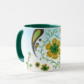 Taiji Flower – Green & Yellow Floral Art マグカップ (正面左)