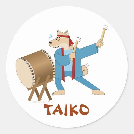 Taikoのドラム漫画犬のtaikoのドラマー ラウンドシール Zazzle Co Jp