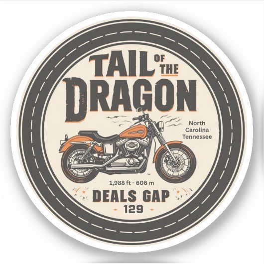 Tail of the Dragon Deals 318 curves road trip  シール (正面)