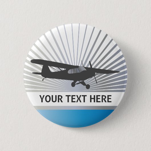Taildraggerの高翼の航空機 缶バッジ (正面)