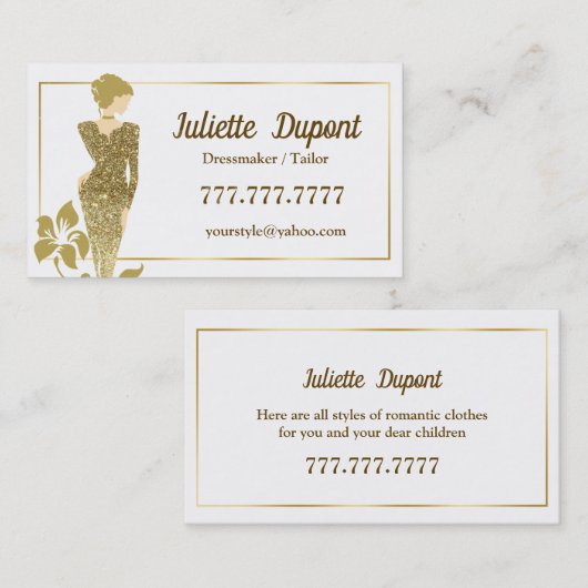 Tailr Dressmakerスタイリッシュ金ゴールド 名刺 (正面/裏面)
