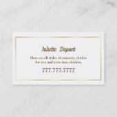 Tailr Dressmakerスタイリッシュ金ゴールド 名刺 (裏面)