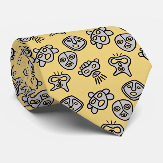 Taino Masks tie yellow ネクタイ (ロール)